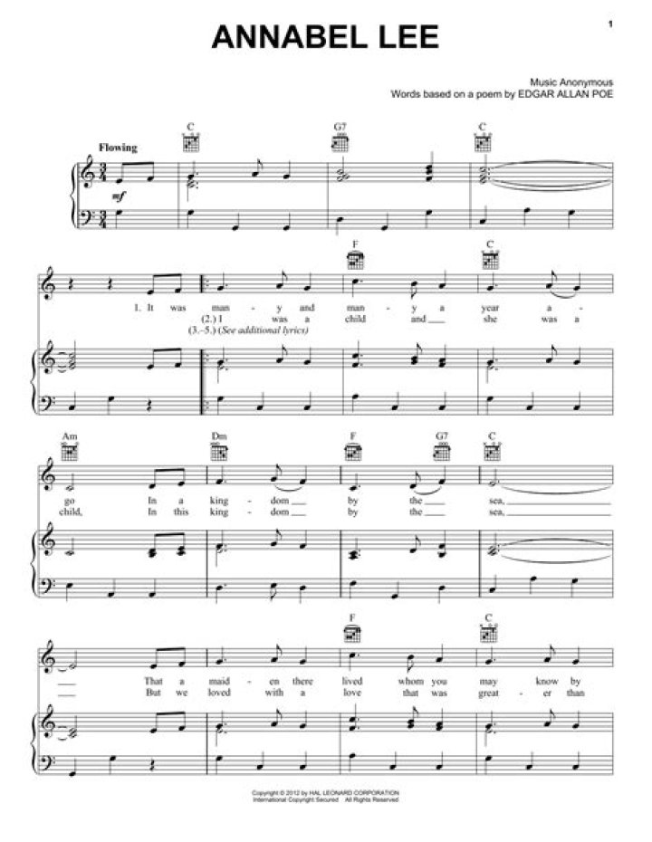 Annabel Lee Sheet Music Direct
