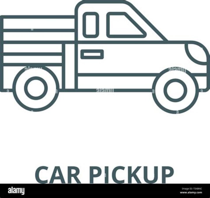 Car pickup line icon, vector. Car pickup outline sign, concept symbol